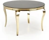 Stół okrągły Reginald 2 glamour elegancki szklany do jadalni 120 cm czarny/złoty