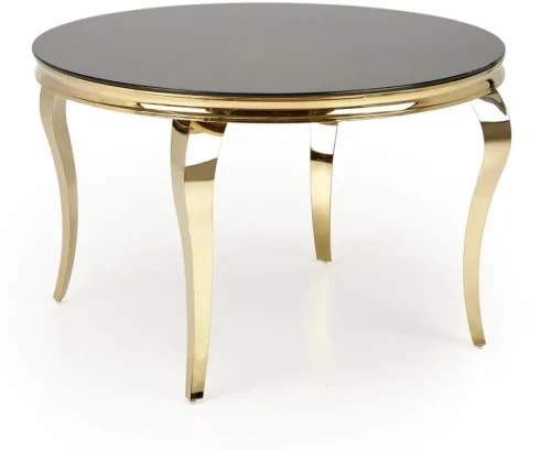 Stół okrągły Reginald 2 glamour elegancki szklany do jadalni 120 cm czarny/złoty