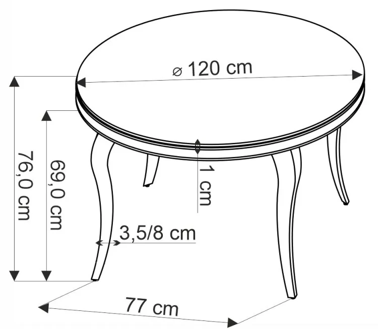 Stół okrągły Reginald 2 glamour elegancki szklany do jadalni 120 cm czarny/złoty