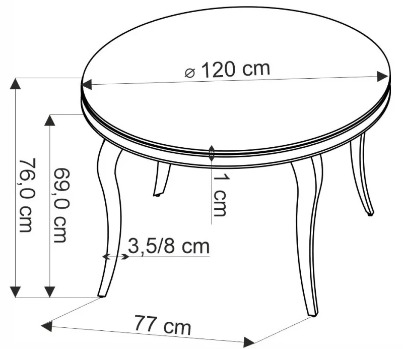 Stół okrągły Reginald glamour elegancki do jadalni 120 cm biały marmur/srebrny