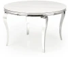 Stół okrągły Reginald glamour elegancki do jadalni 120 cm biały marmur/srebrny