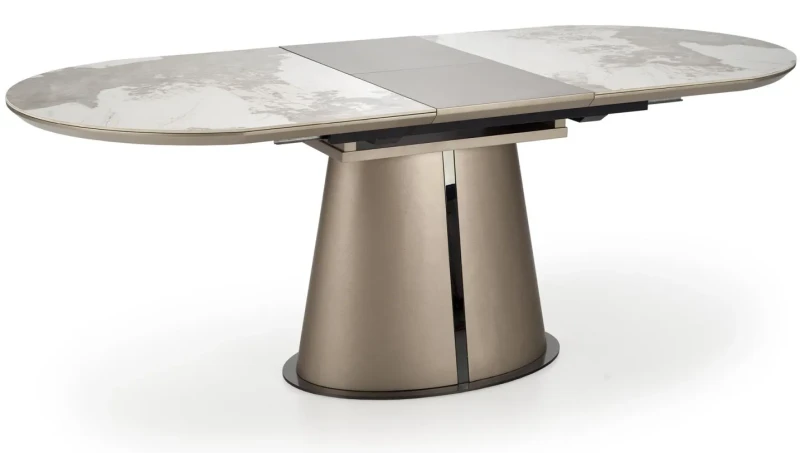 Stół rozkładany Robinson nowoczesny do jadalni 160-200 cm beżowy marmur/cappuccino