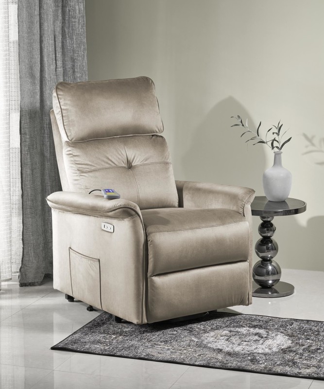 Fotel wypoczynkowy Semir 2 z masażem i funkcją pionizacji do salonu beżowy