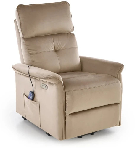 Fotel wypoczynkowy Semir 2 z masażem i funkcją pionizacji do salonu beżowy