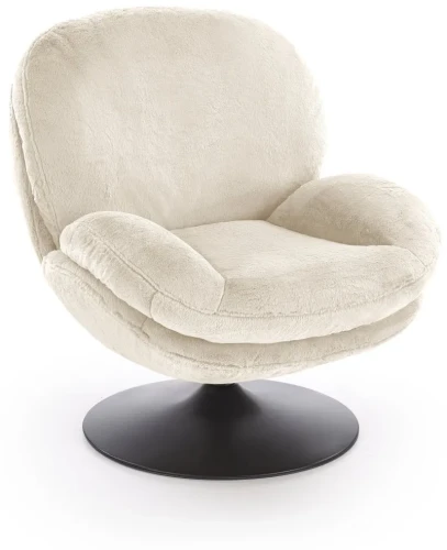 Fotel obrotowy Shell nowoczesny na nodze metalowej do salonu kremowy