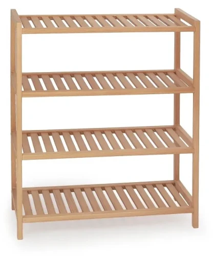 Regał na buty ST8 z litego drewna niski 4 półki do przedpokoju 53 cm naturalny