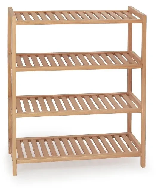 Regał na buty ST8 z litego drewna niski 4 półki do przedpokoju 53 cm naturalny