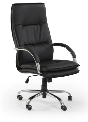 Fotel obrotowy Stanley skórzany gabinetowy z mechanizmem TILT do biura czarny