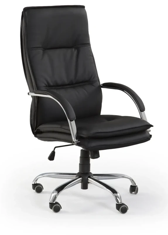 Fotel obrotowy Stanley skórzany gabinetowy z mechanizmem TILT do biura czarny