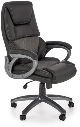 Fotel gabinetowy Steven z eco skóry i tkaniny obrotowy do biura czarny/popielaty