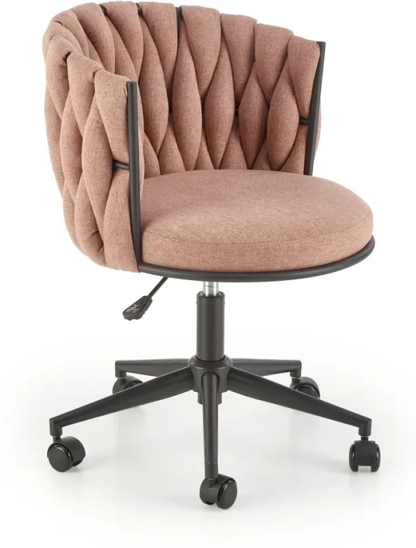 Fotel obrotowy Talon w stylu glamour tapicerowany do biura różowy