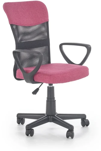 Fotel obrotowy Timmy 52 cm z siatką do pokoju młodzieżowego różowy