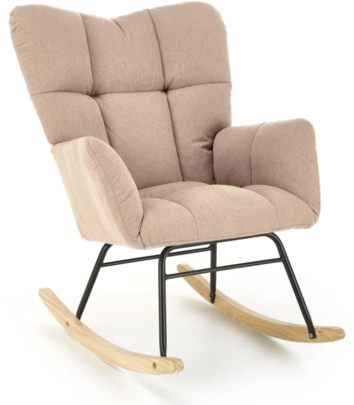 Fotel bujany Vasco na biegunach relaksacyjny wypoczynkowy do salonu beżowy