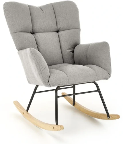 Fotel bujany Vasco na biegunach relaksacyjny wypoczynkowy do salonu popielaty