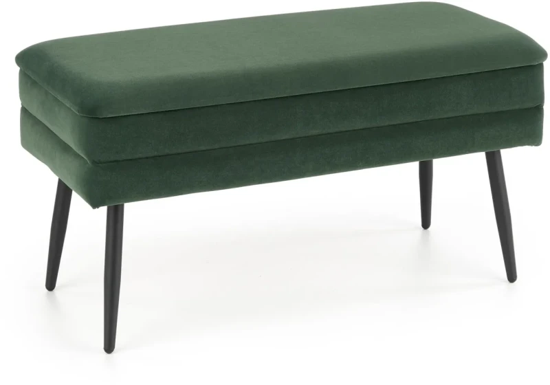 Ławka tapicerowana Velva 78 cm z funkcją pojemnika do przedpokoju ciemny zielony/czarny