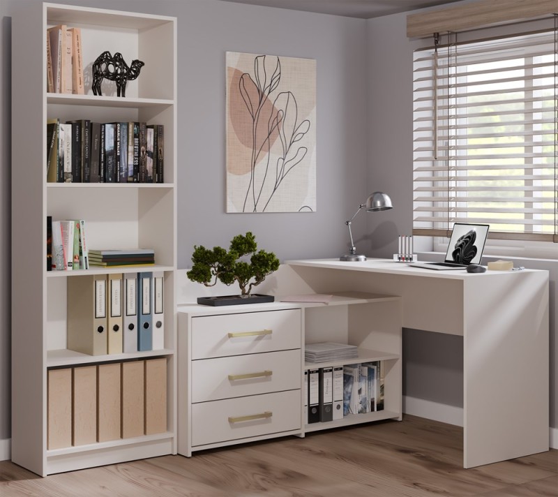 Biurko narożne Dany nowoczesne z szufladami 120 cm kaszmir