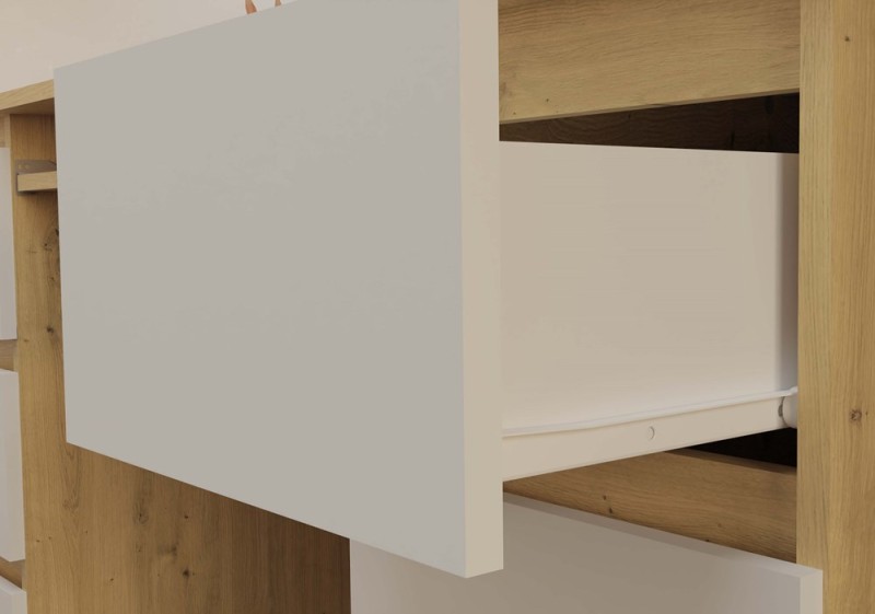 Biurko komputerowe Kuba nowoczesne z 6 szufladami 130 cm dąb artisan/biały