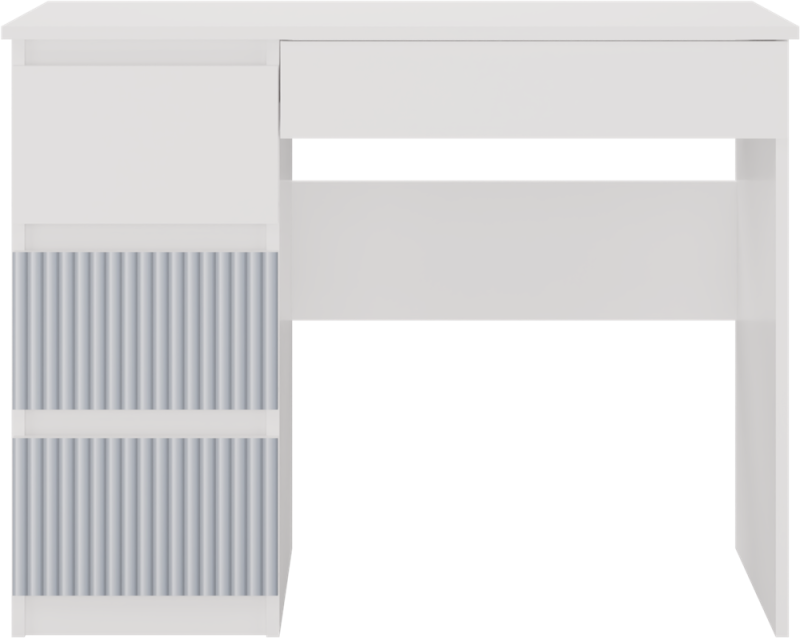 Biurko młodzieżowe Mijas Arteso Lewe kompaktowe z szufladami 98 cm biały/niebieski
