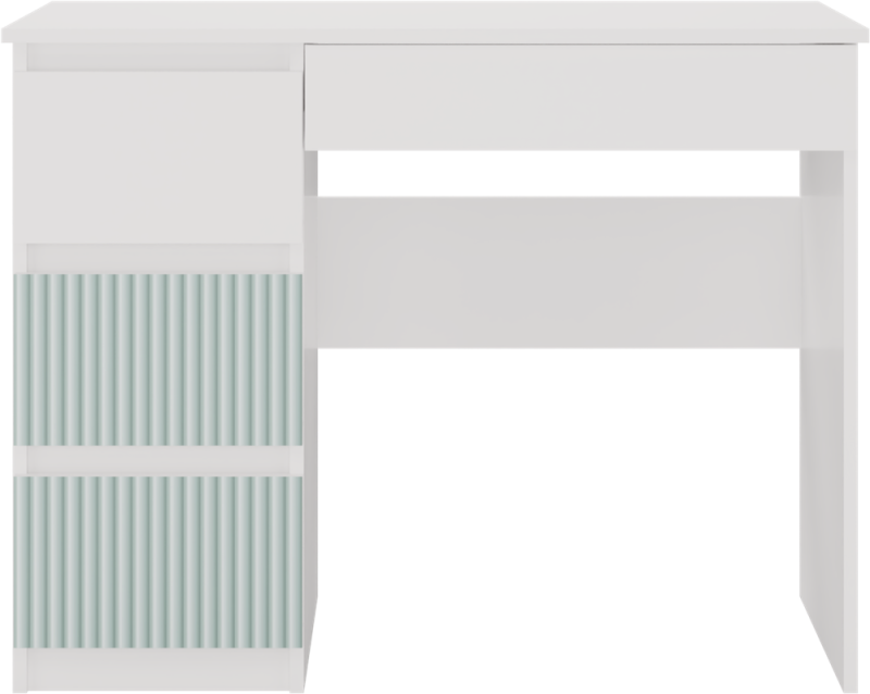 Biurko młodzieżowe Mijas Arteso Lewe kompaktowe z szufladami 98 cm biały/miętowy