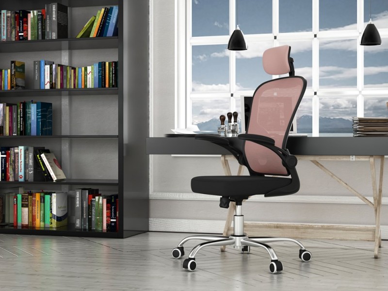 Fotel obrotowy Dory ergonomiczny gamingowy do biurka różowy
