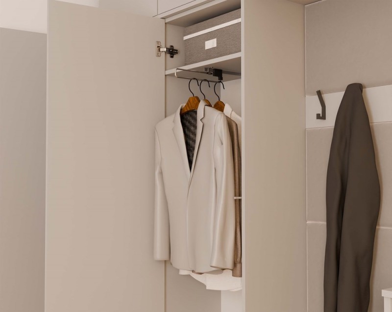 Garderoba Haga III szafa i 2 wieszaki do przedpokoju 150 cm kaszmir