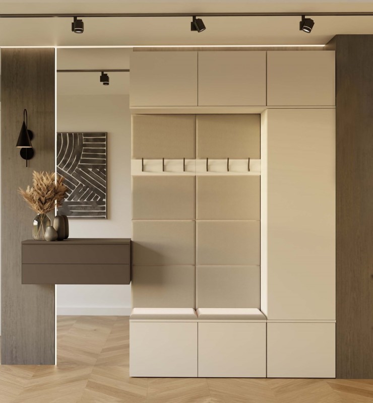 Garderoba Haga III szafa i 2 wieszaki do przedpokoju 150 cm kaszmir