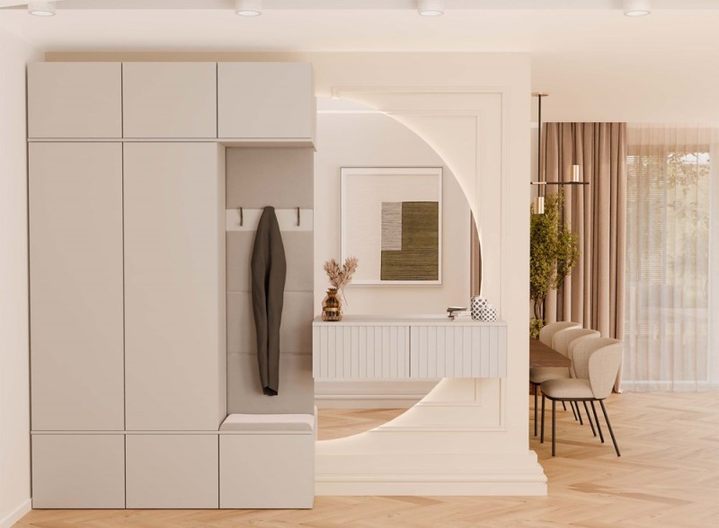 Garderoba Haga III 2 szafy i wieszak do przedpokoju 150 cm kaszmir