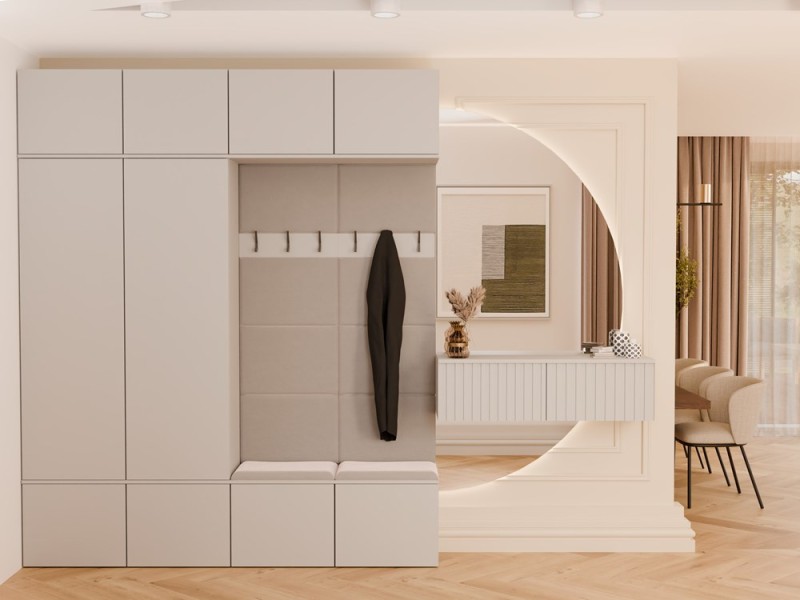 Garderoba Haga IV 2 szafy i 2 wieszaki do przedpokoju 200 cm kaszmir