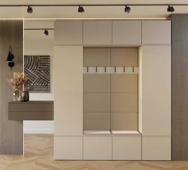 Garderoba Haga IV 2 szafy i 2 wieszaki do przedpokoju 200 cm kaszmir