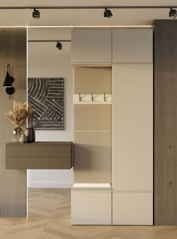 Garderoba Haga II szafa z wieszakiem i siedziskiem do przedpokoju 100 cm kaszmir