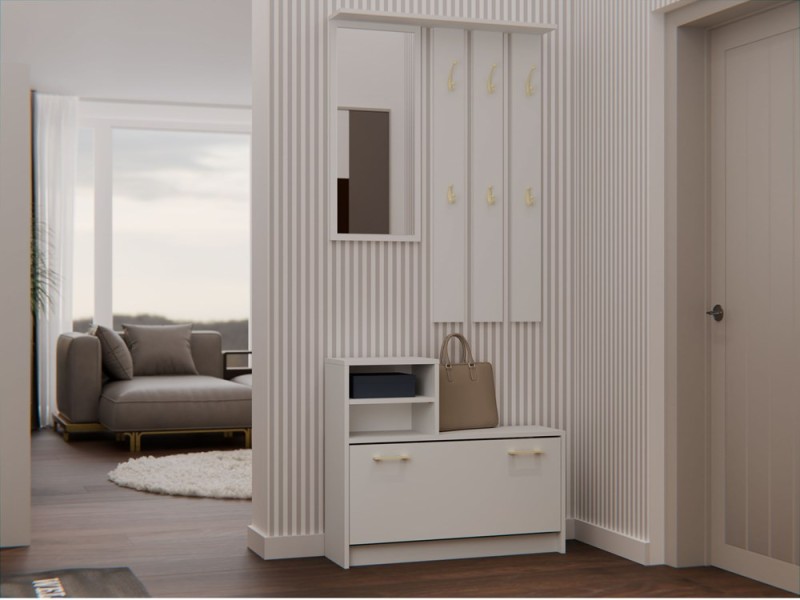 Garderoba Vera do przedpokoju wieszak lustro i szafka 85 cm kaszmir