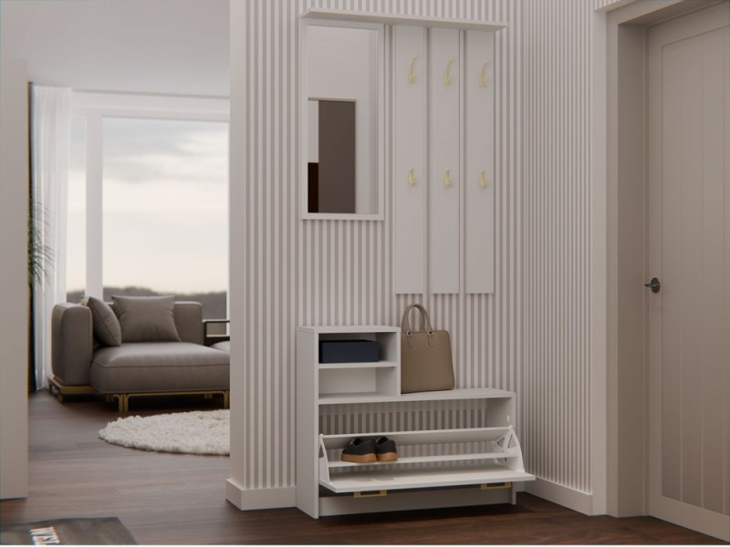 Garderoba Vera do przedpokoju wieszak lustro i szafka 85 cm kaszmir