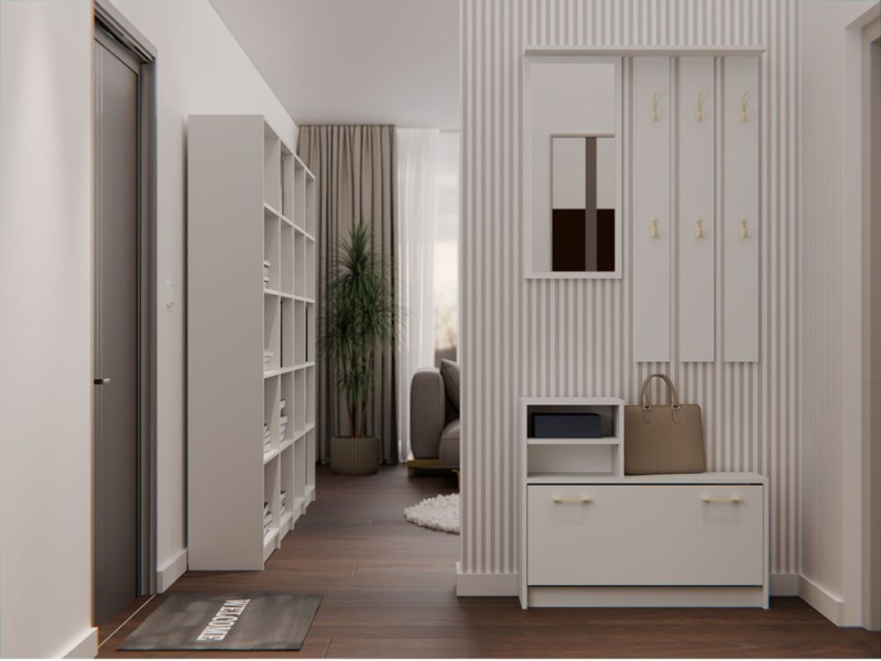 Garderoba Vera do przedpokoju wieszak lustro i szafka 85 cm kaszmir