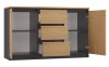 Komoda Costa 6 szuflad 3 drzwi do salonu 200 cm antracyt/dąb artisan