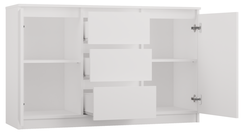 Komoda Costa 6 szuflad 3 drzwi do salonu 200 cm biały