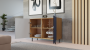 Komoda Kama Slim dwudrzwiowa ryflowany front lamele 100 cm dąb artisan/granatowy