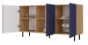 Komoda Kama Slim trzydrzwiowa ryflowany front lamele 150 cm dąb artisan/granatowy