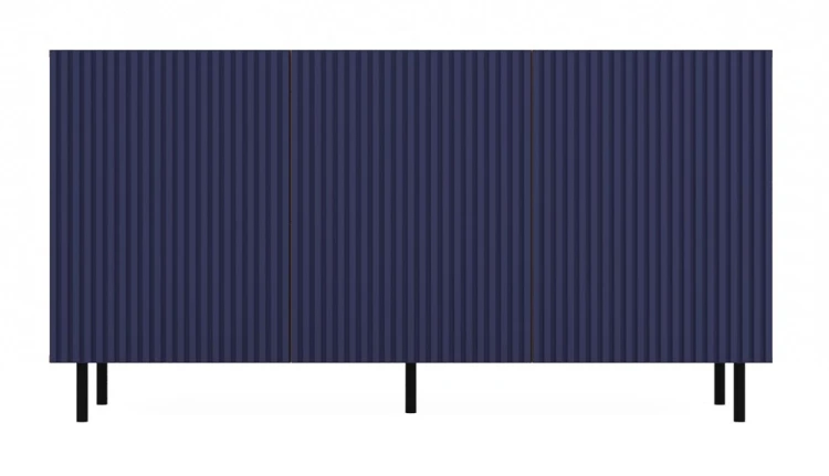 Komoda Kama Slim trzydrzwiowa ryflowany front lamele 150 cm dąb artisan/granatowy