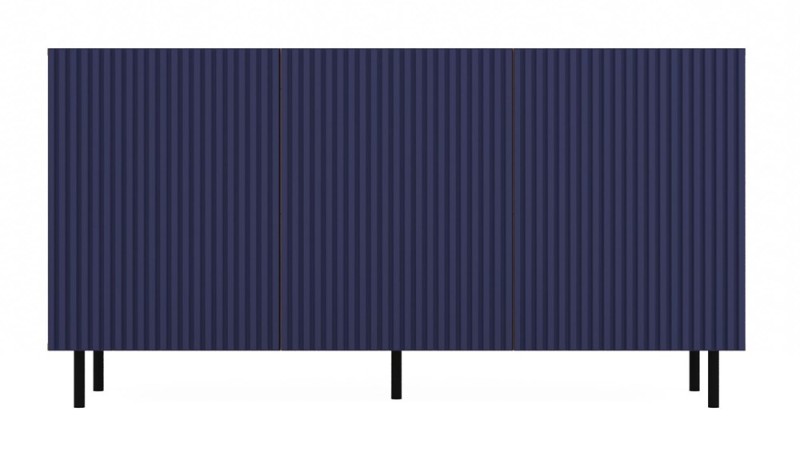 Komoda Kama Slim trzydrzwiowa ryflowany front lamele 150 cm dąb artisan/granatowy