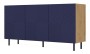 Komoda Kama 3K trzydrzwiowa ryflowany front kwadrat 150 cm dąb artisan/granatowy