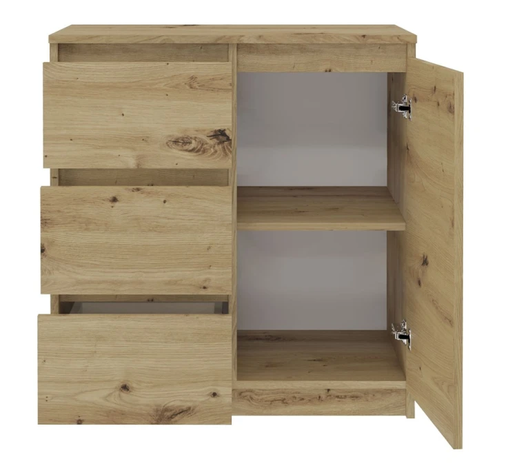 Komoda Malwa 1D3S jednodrzwiowa z 3 szufladami do salonu 80 cm dąb artisan
