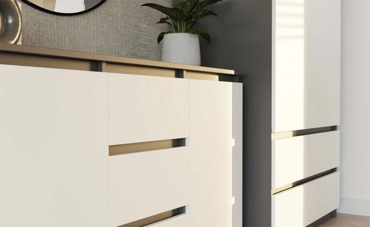 Komoda Malwa 2D3S dwudrzwiowa z 3 szufladami do salonu 120 cm antracyt/biały