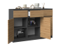 Komoda Malwa 3D3S trzydrzwiowa z 3 szufladami do salonu 120 cm antracyt/dąb artisan