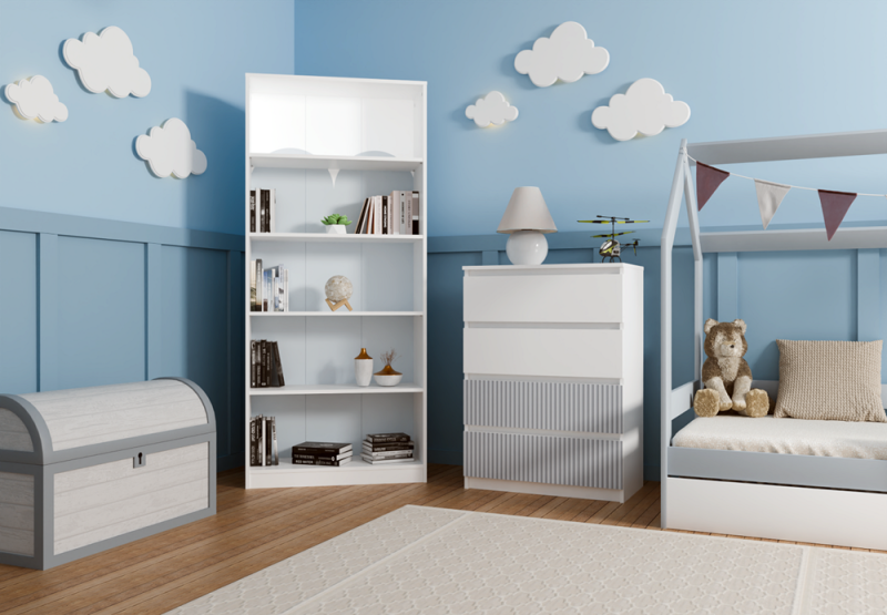 Komoda Malwa M4 Arteso z szufladami do pokoju dziecięcego 70 cm biały/niebieski