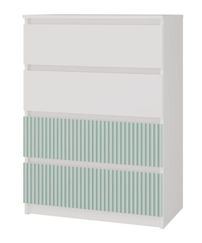 Komoda Malwa M4 Arteso z szufladami do pokoju dziecięcego 70 cm biały/miętowy