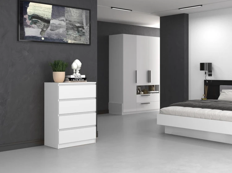 Komoda Malwa M4 z szufladami do salonu 70 cm biały