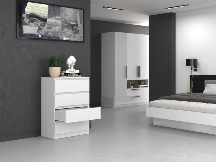 Komoda Malwa M4 z szufladami do salonu 70 cm biały