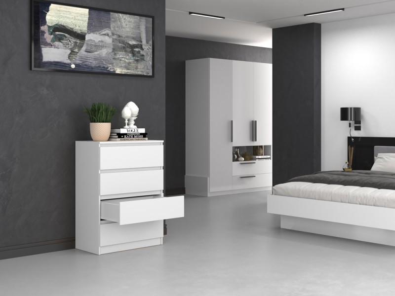 Komoda Malwa M4 z szufladami do salonu 70 cm biały