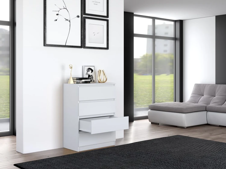 Komoda Malwa M4 z szufladami do salonu 70 cm biały