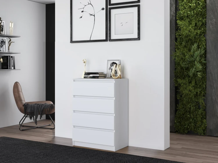 Komoda Malwa M4 z szufladami do salonu 70 cm biały